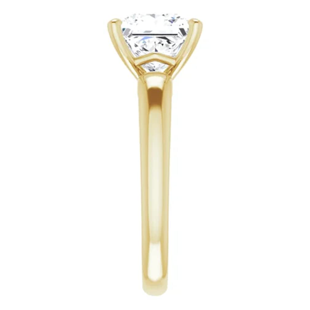 10K Solid Yellow Gold Handmade Engagement Ring - 2 CT Princess Cut Moissanite Diamond Solitaire Wedding Band for Women - Perfect for Proposals, Anniversaries & Bridal Jewelry Gifts