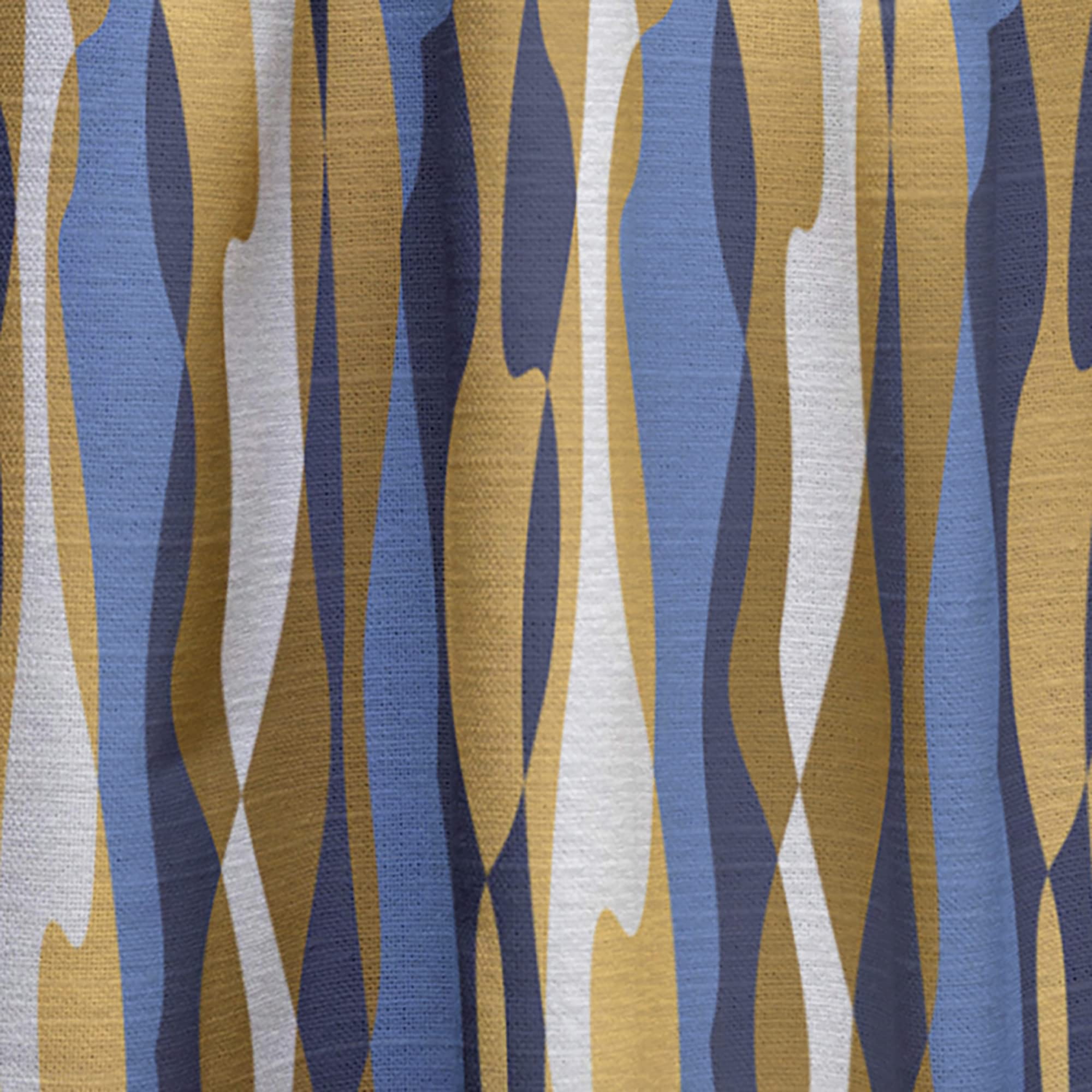 Retro Luxury Wave Pattern Thermal Insulated Curtains - Gold & Blue Single Panel (52x63 inches) for Bedroom & Living Room - Elegant Home Decor & Light Blocking Drapes