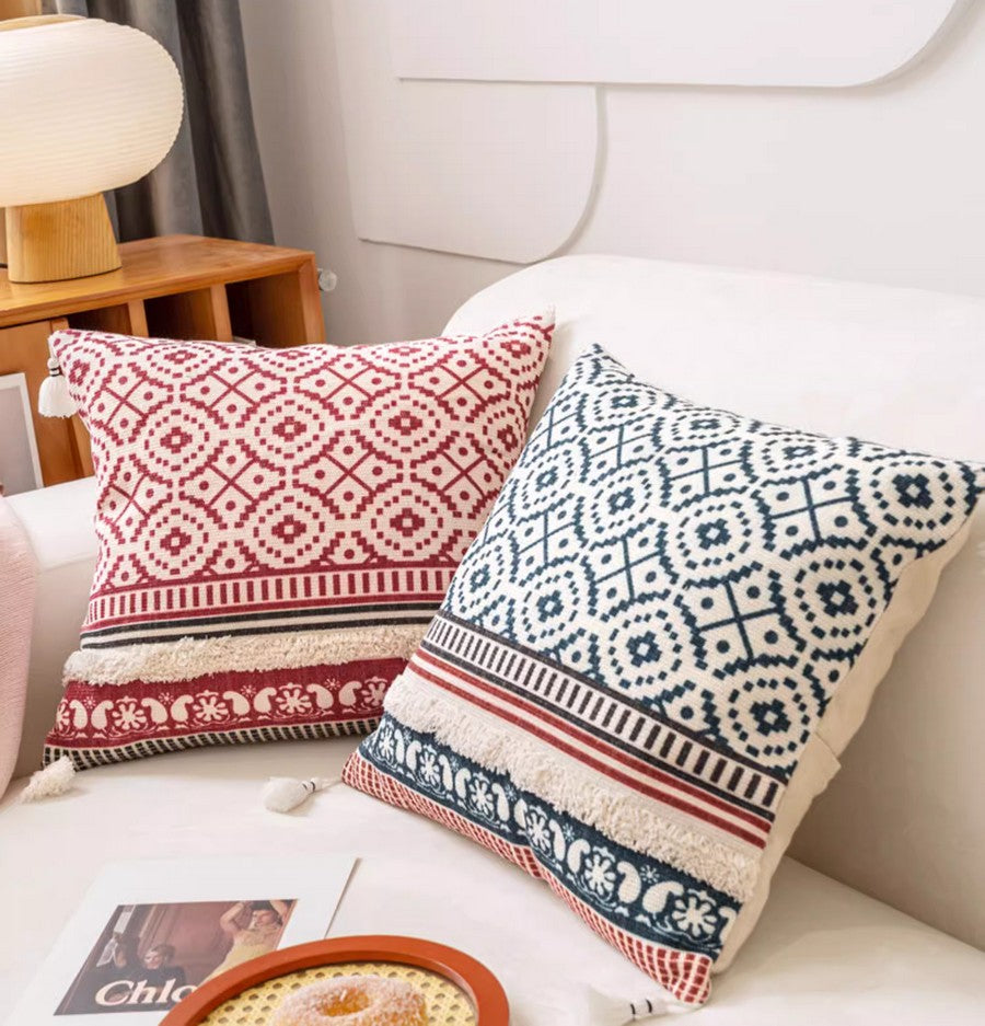 Modern Square Pillow Covers - Decorative Throw Pillows for Couch, Sofa & Bedroom - Boho Chic & Oriental Design Home Decor - Perfect for Living Room, Bedroom & Dorm Styling