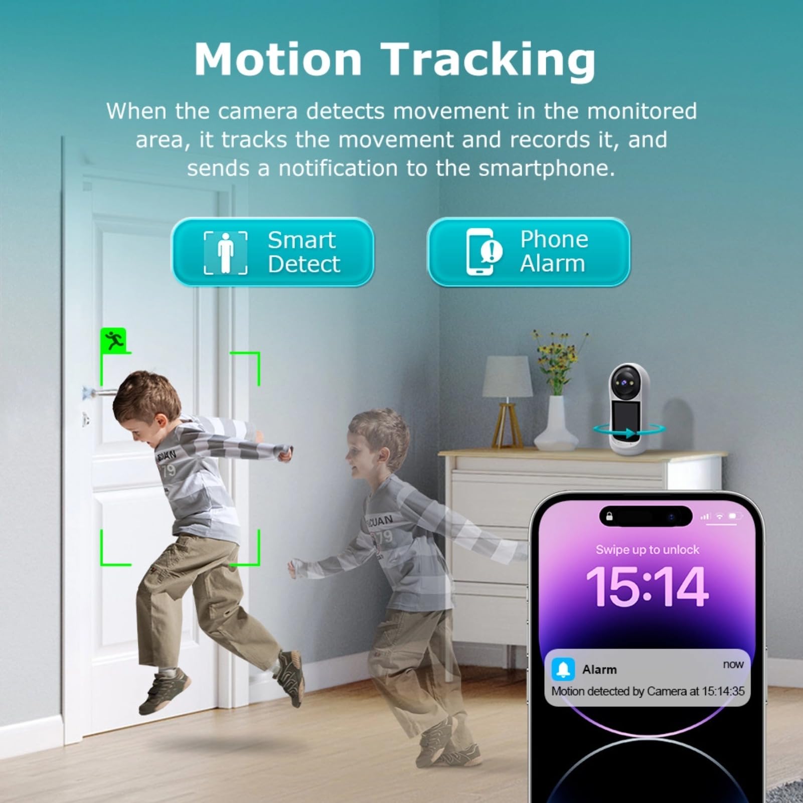 3MP HD Indoor Security Camera with 2-Way Audio, Night Vision & AI Motion Detection - 90° Wide Angle Smart Home Camera for Baby, Pet & Elderly Monitoring - Perfect for Home, Office & Nursery Surveillance