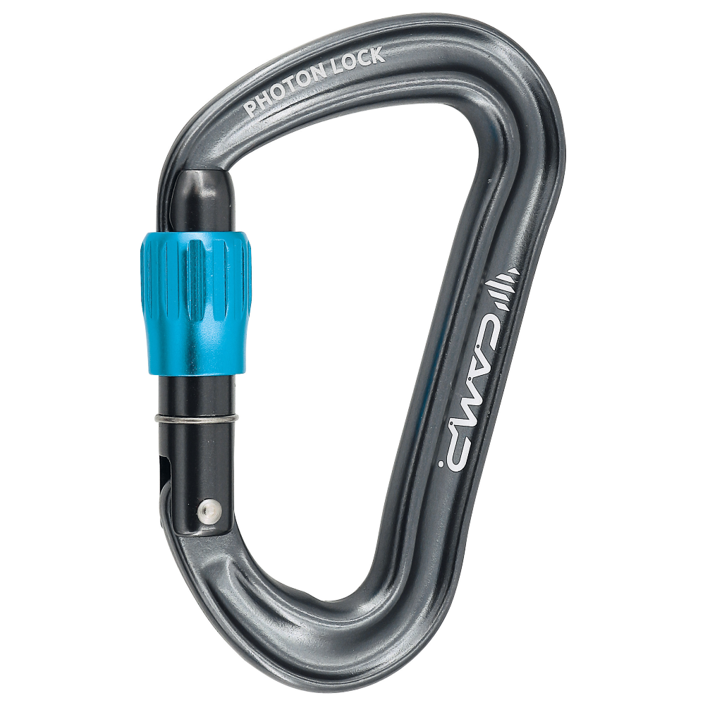 CAMP Photon Lock Carabiner - Gun Metal Color - Lightweight & Secure Climbing Carabiner for Hiking, Camping & Outdoor Adventures