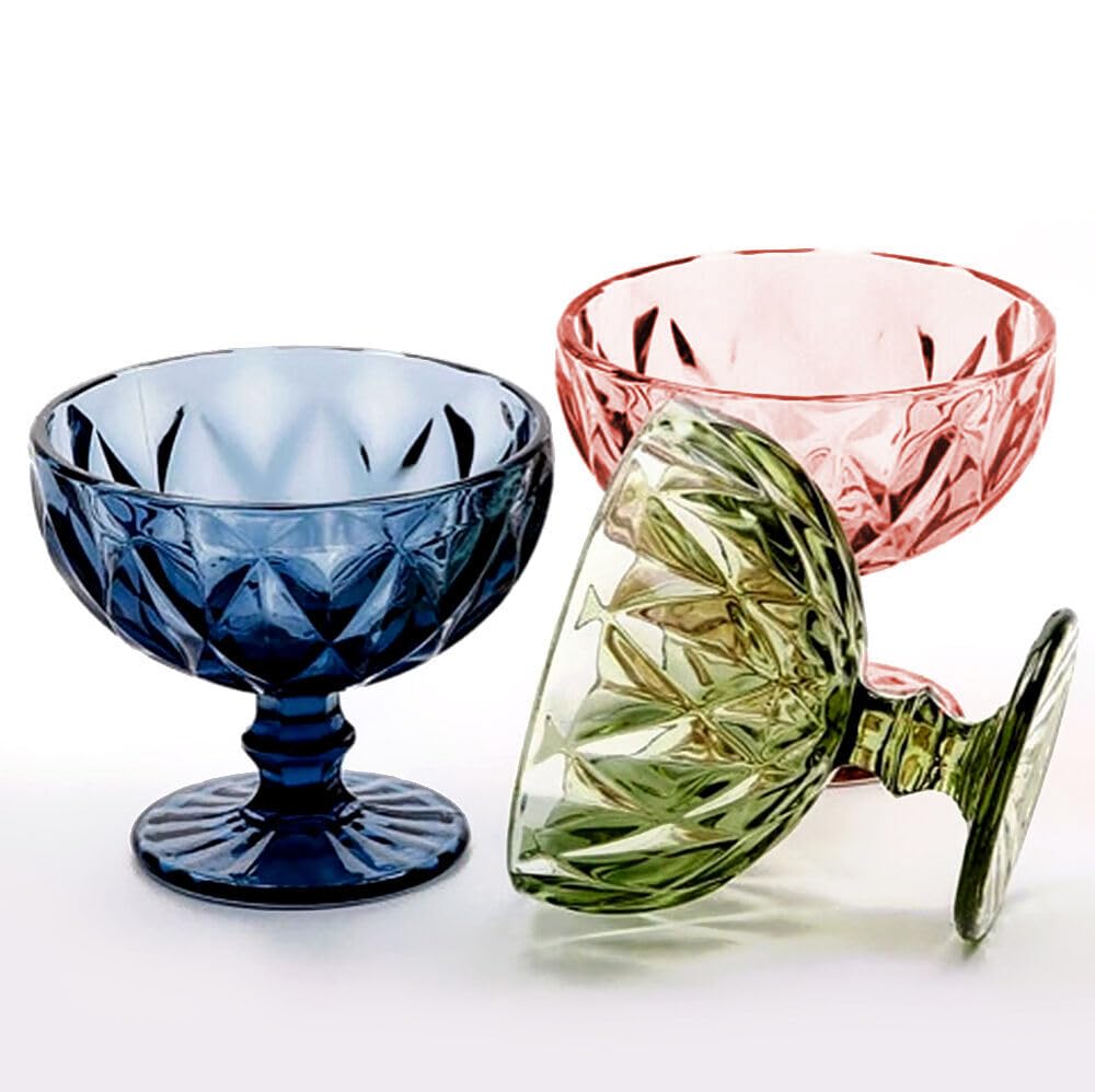 Pink Glass Serving Bowls Set - 250ml Dessert Bowls for Ice Cream, Fruit, Salad | Elegant Cruise Dinnerware for Parties, Home Dining & Entertaining
