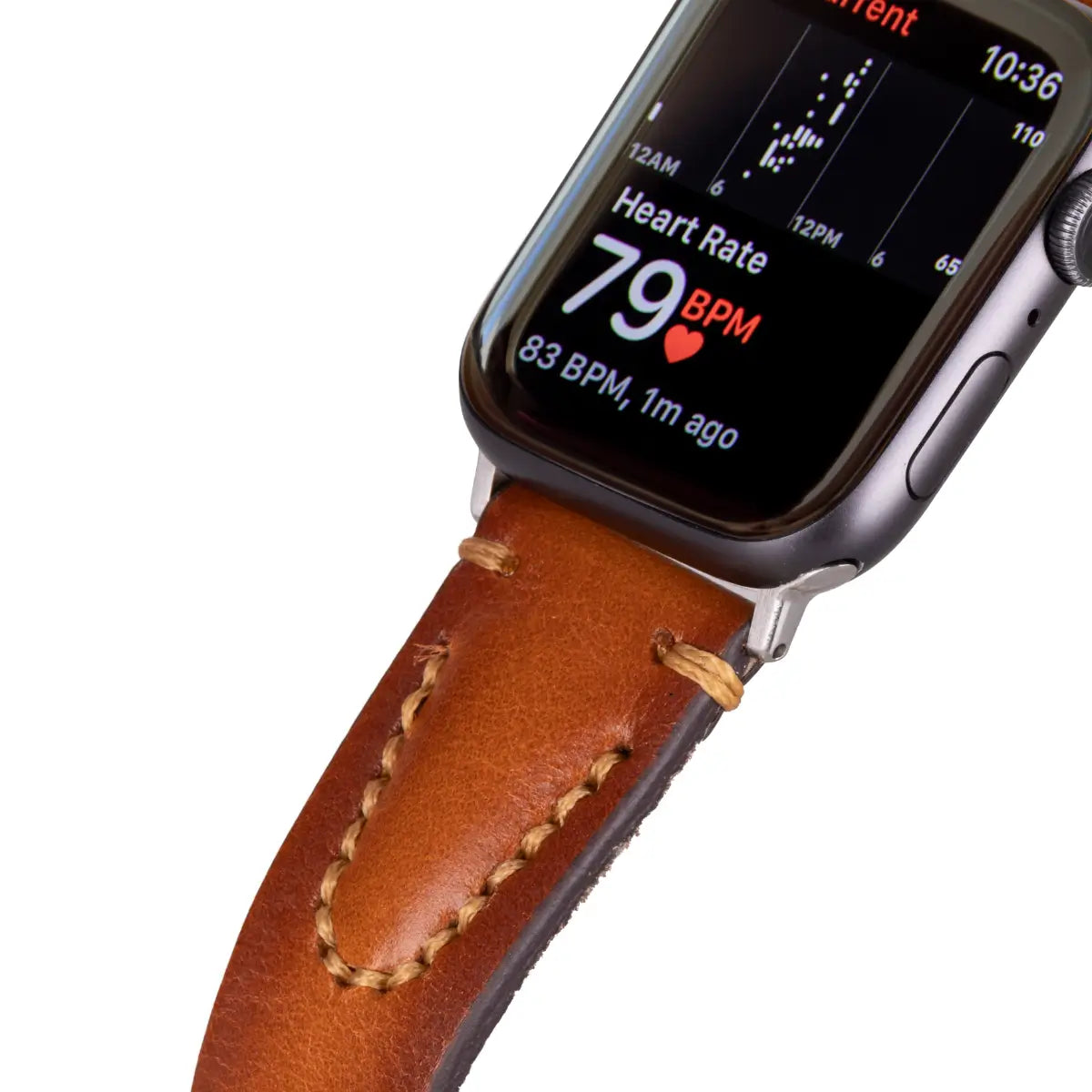 Premium Brown Leather Sport Band for Apple Watch - Avila Series - Durable & Stylish for Workouts, Running & Everyday Wear