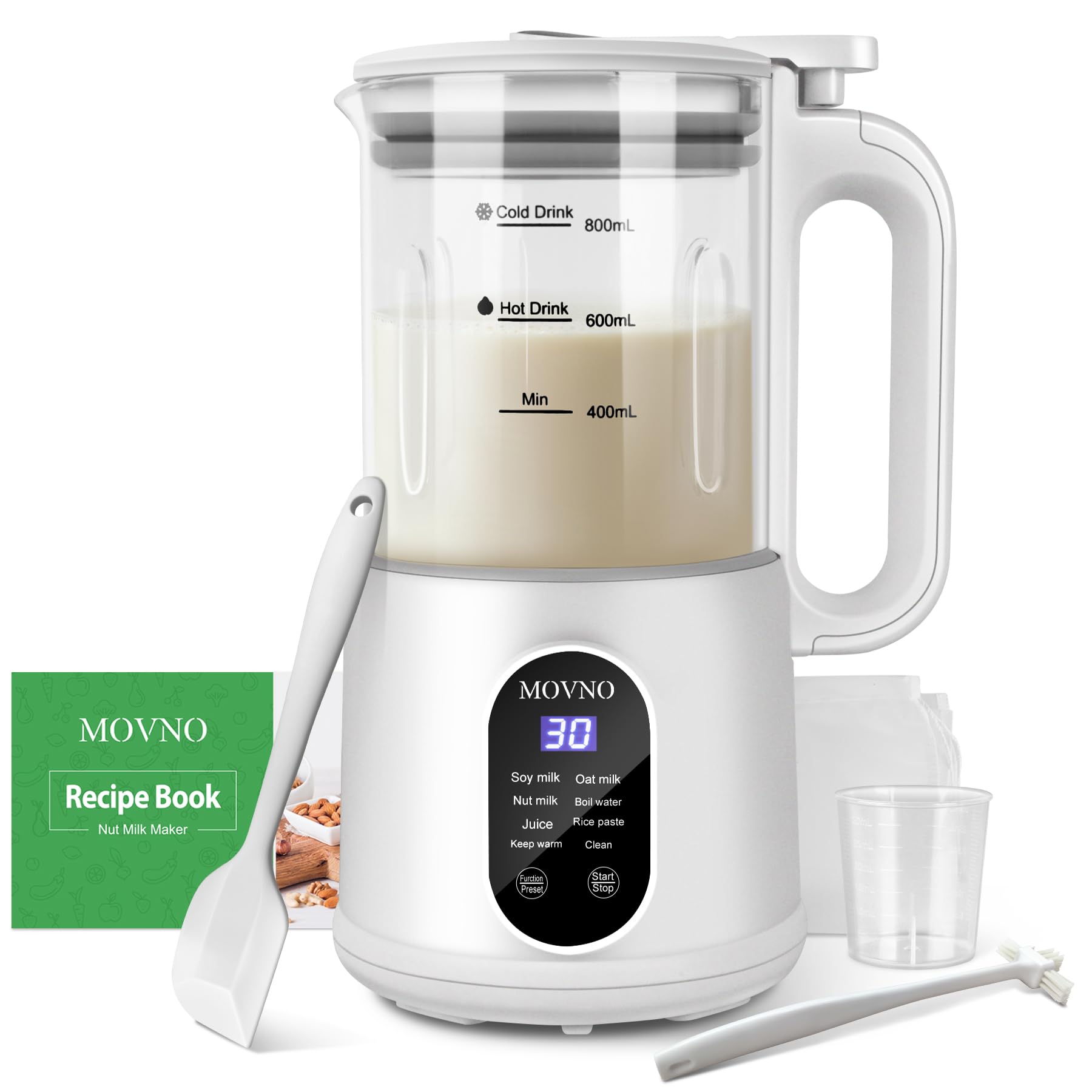 8-in-1 Nut Milk Maker Machine - 800ml Capacity for Homemade Almond, Oat, Coconut & Soy Milk | Automatic Plant-Based Beverage Blender with Delay Start, Keep Warm & Boil Water Functions | Perfect for Vegan, Keto & Dairy-Free Diets at Home