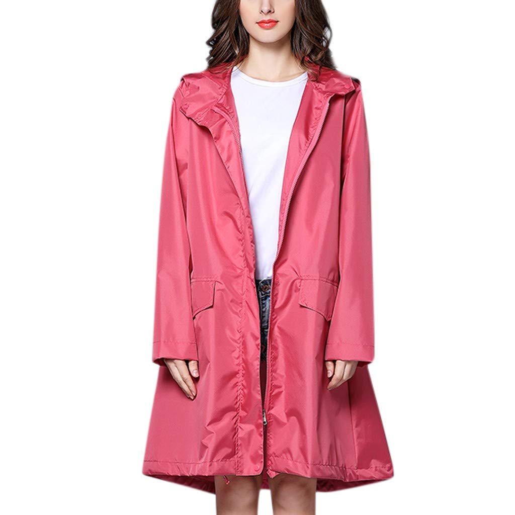 Women's Waterproof Windbreaker Jacket - Glossy Solid Hooded Raincoat with Zipper, Loose Fit Fleece Lining for Outdoor Activities | Hiking, Camping, Running & Travel
