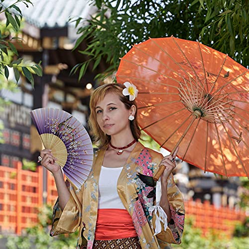 3 PCS Chinese Style Silk Folding Fans - Handheld Bamboo Ribs Fabric Fan with Tassel Handle for Dance, Cosplay, Wedding, Gift - Elegant Hand Fan for Women & Men