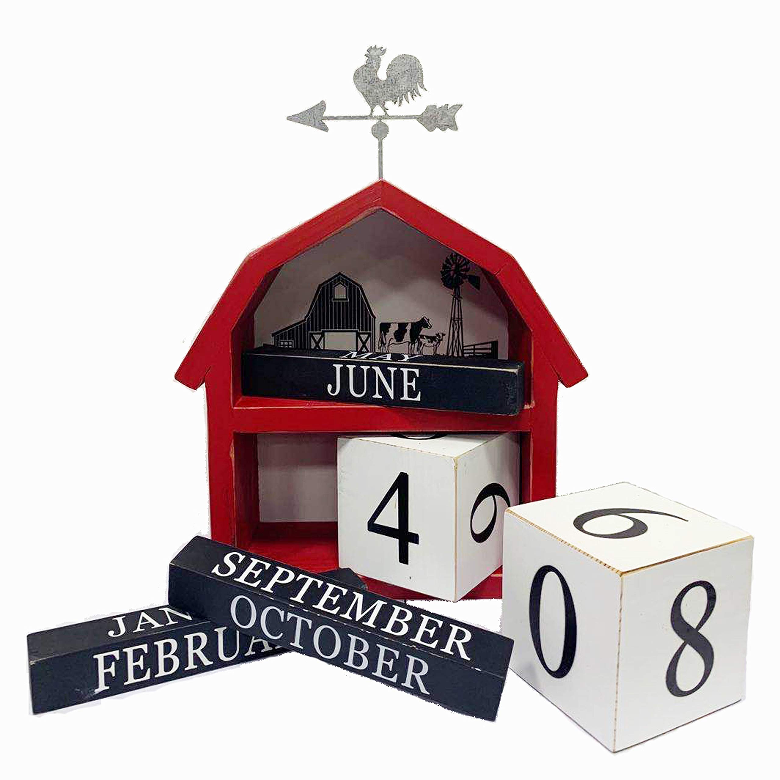 Rustic Wooden and Metal Block Calendar - Farmhouse Style Tabletop Decor for Office & Home | Perfect Desk Organizer for Planning, Gifts, and Seasonal Decor