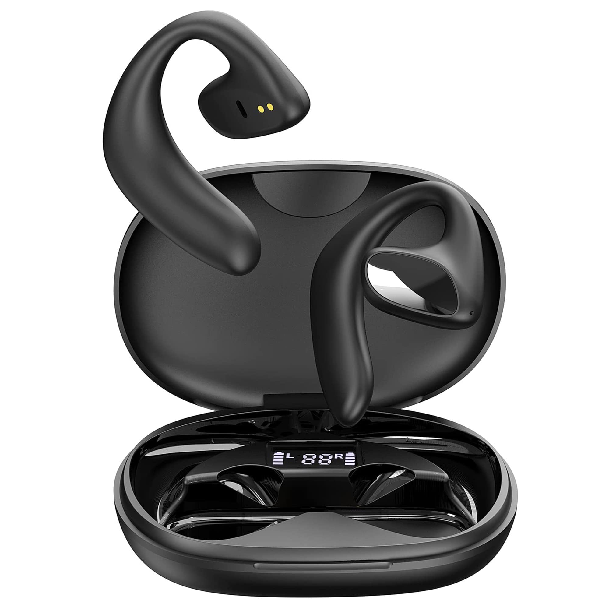 Wireless Bluetooth Bone Conduction Headphones - Open Ear Wrap Around Over-Ear Earbuds with Ear Hook & Mic | Perfect for Running, Cycling, Workouts & Outdoor Activities