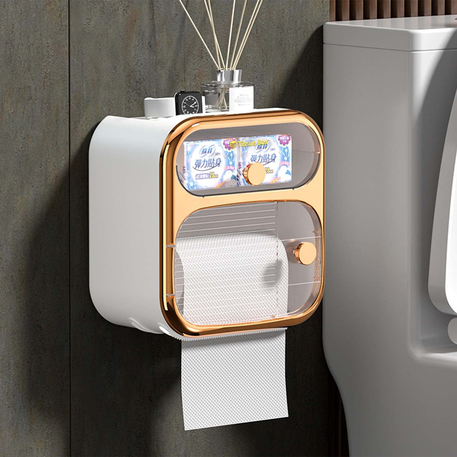 YFJBHDIAN Wall Mounted Tissue Holder - Durable Stainless Steel Paper Towel Dispenser with Storage Box for Kitchen, Bathroom & Toilet | Space-Saving Organizer for Facial Tissues, Napkins & Towels (Perfect for Refrigerator Side, Under Cabinet & Small Spaces)