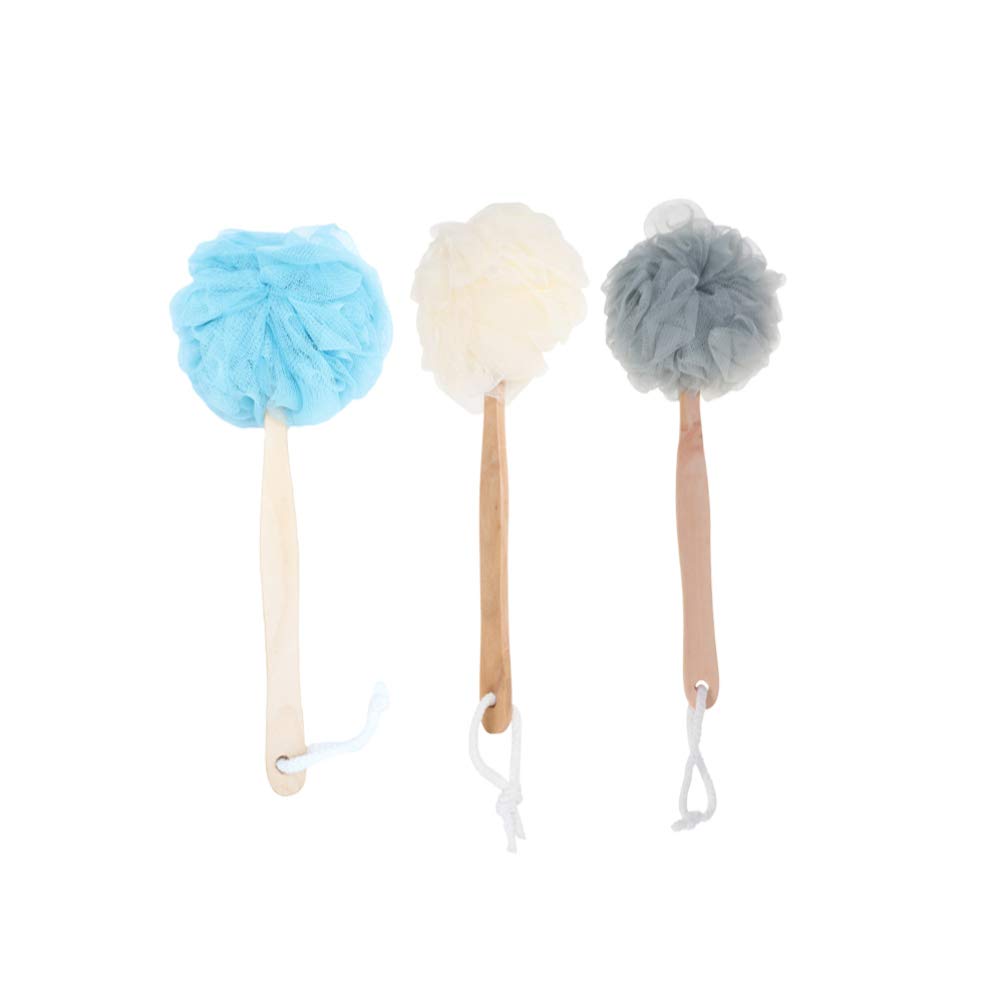 EXCEART 3-Pack Long Handle Bath Sponge & Body Scrubber for Men and Women - Gentle Exfoliation for Face, Back & Hard-to-Reach Areas - Perfect for Shower, Bath & Spa Days