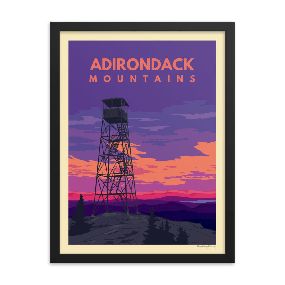 Adirondack Fire Tower Poster - Vintage Wall Art Decor for Home, Office & Cabin - Perfect for Nature Lovers & Outdoor Enthusiasts