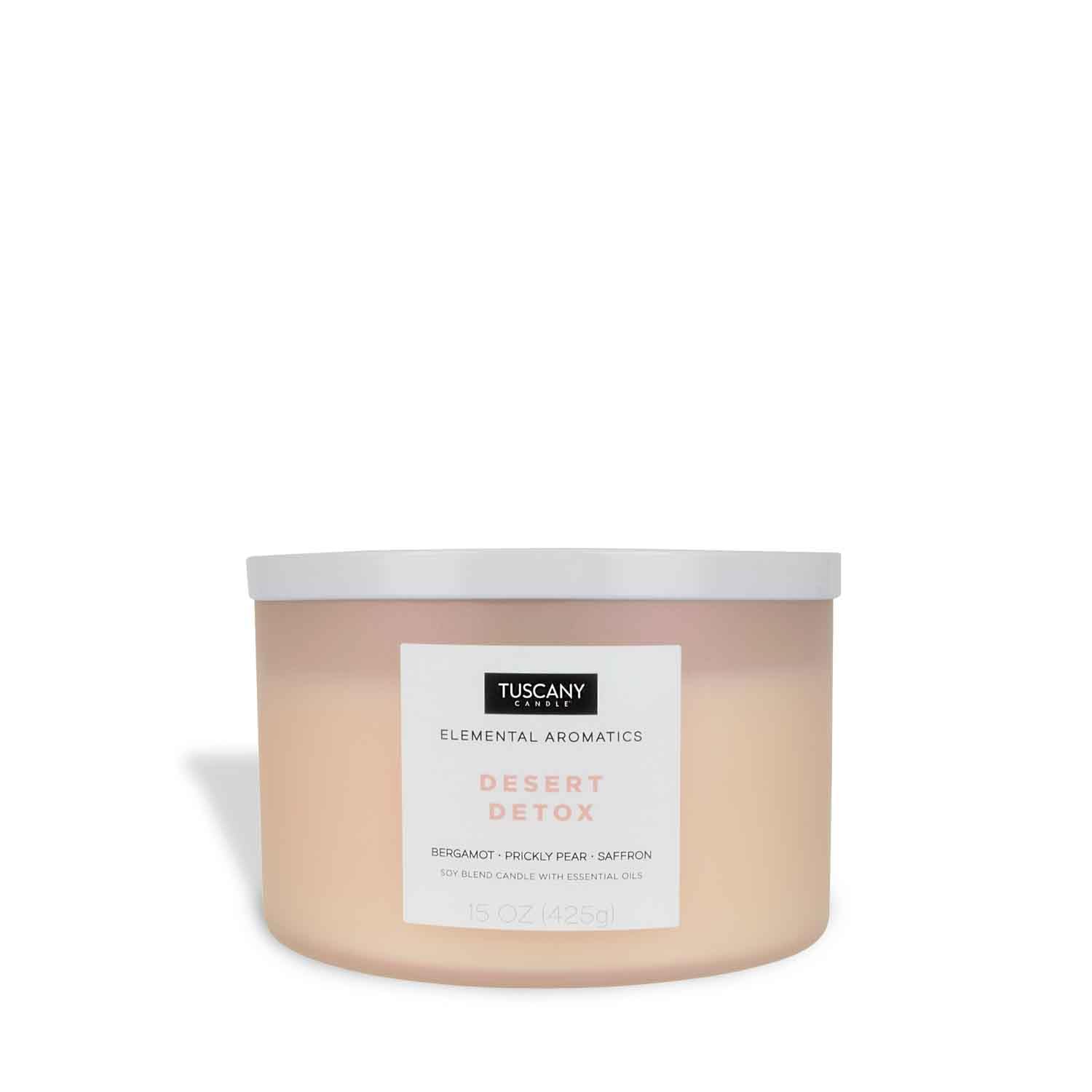 Tuscany Candle Desert Detox - 15oz Bergamot Scented Aromatherapy Candle for Relaxation, Stress Relief & Home Spa | Perfect for Bedroom, Bathroom & Meditation Spaces