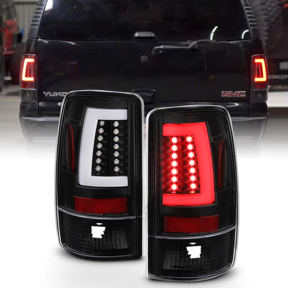 ACANII V2 Black LED Tube Tail Lights Brake Lamps for 2000-2006 Chevy Suburban Tahoe GMC Yukon - Driver & Passenger Side - Upgrade Your Ride with Durable LED Lighting for Night Driving and Enhanced Safety