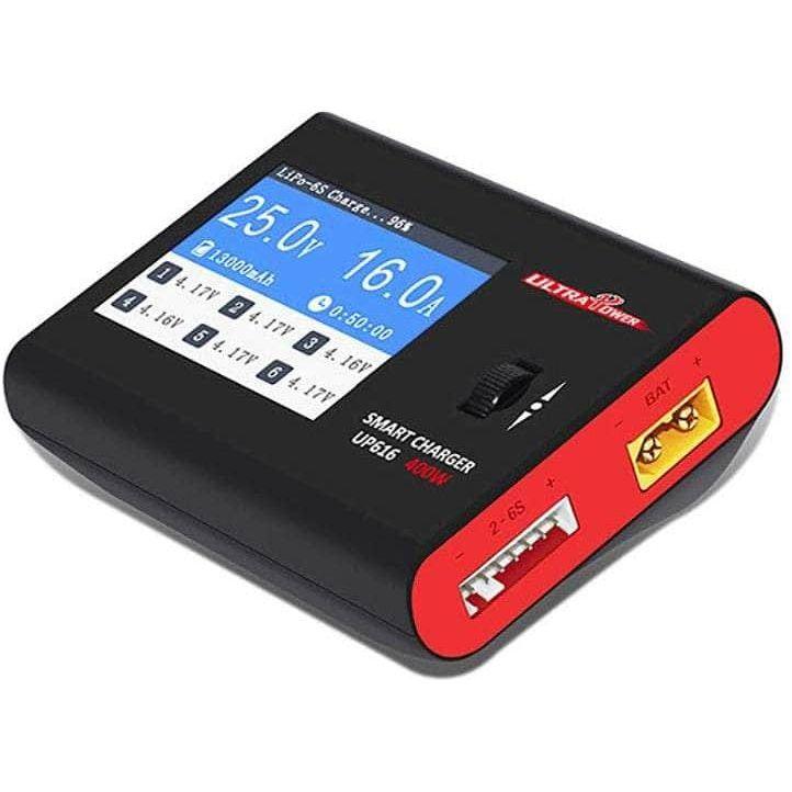 UltraPower UP616 400W 16A 1-6S LiPo/LiHV Smart Battery Charger for RC Cars, Drones, Airplanes - Fast Charging with LCD Display (Cables Not Included)