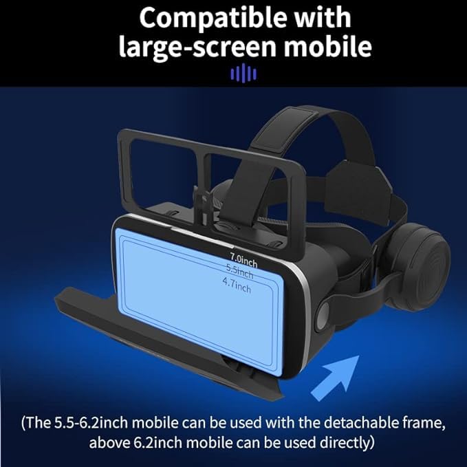 VRLEKAM 3D VR Glasses for Smartphones - Virtual Reality Headset for iPhone & Android (5.0-7.2 Inch) | PC Entertainment, Blue Light Blocking | Perfect for Gaming, Movies & VR Experiences