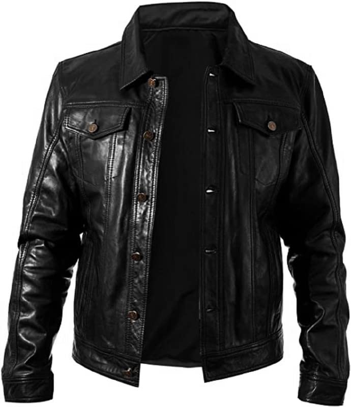 Men's Casual Everyday Leather Jacket - Genuine & Faux Biker Style Outerwear for Motorcycle Riding, Streetwear & Fall Fashion