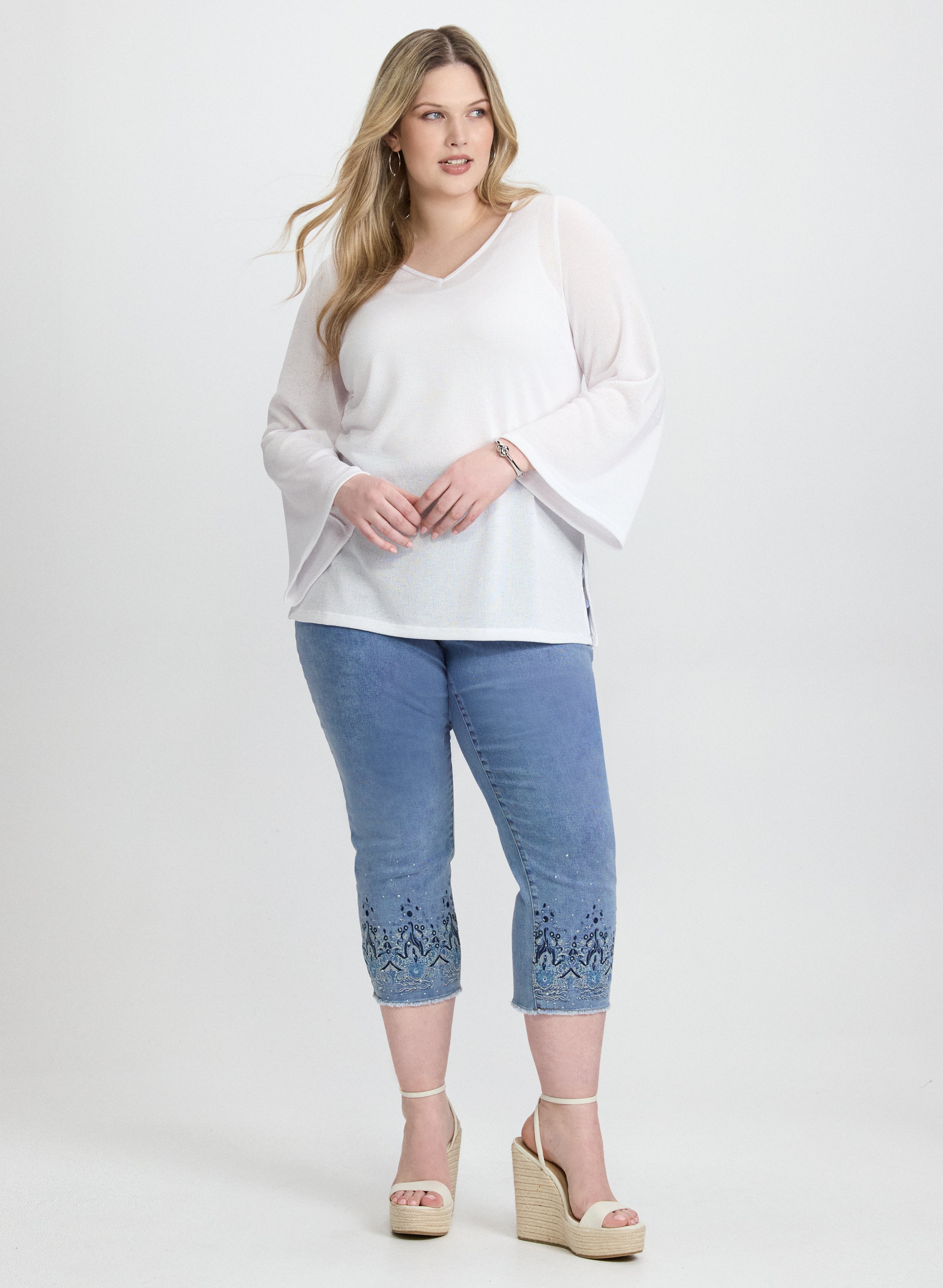Bell Sleeve Pullover Top for Women - Soft Knit Long Sleeve Blouse - Casual & Elegant Tunic Shirt for Work, Date Night or Weekend Outfits
