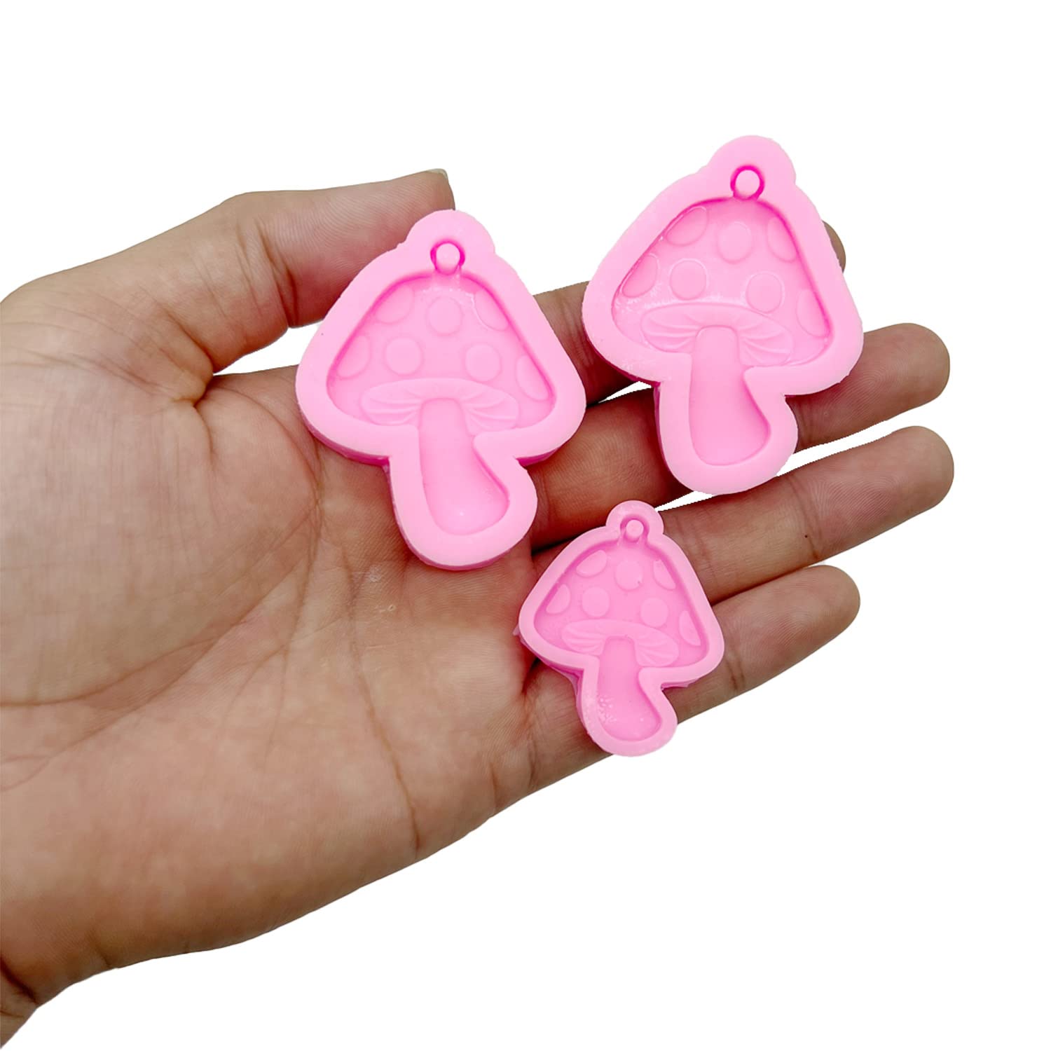 5PCS Mushroom Silicone Molds for Resin Jewelry Making - Epoxy Pendant Molds with Holes & Earring Hooks - DIY Craft Supplies for Necklaces, Earrings & Keychains (Perfect for Handmade Gifts & Boho Accessories)