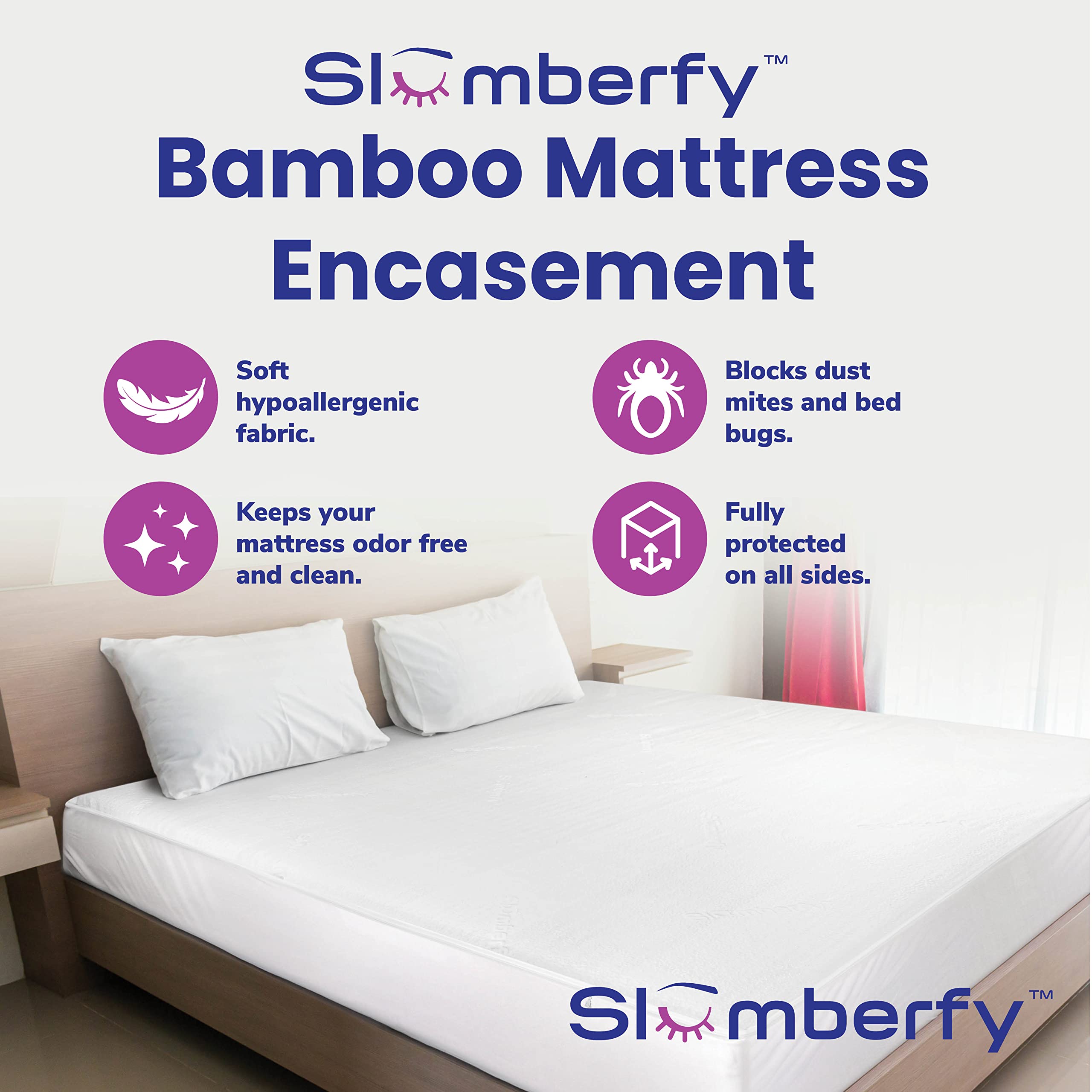 **Slumberfy Twin XL Bamboo Viscose Waterproof Mattress Encasement - Premium Skin-Safe Bed Bug Proof Protector with 360° EZ Zipper (39x80 in) - Ideal for Allergy Relief, Dust Mite Protection & Enhanced Sleep Comfort**