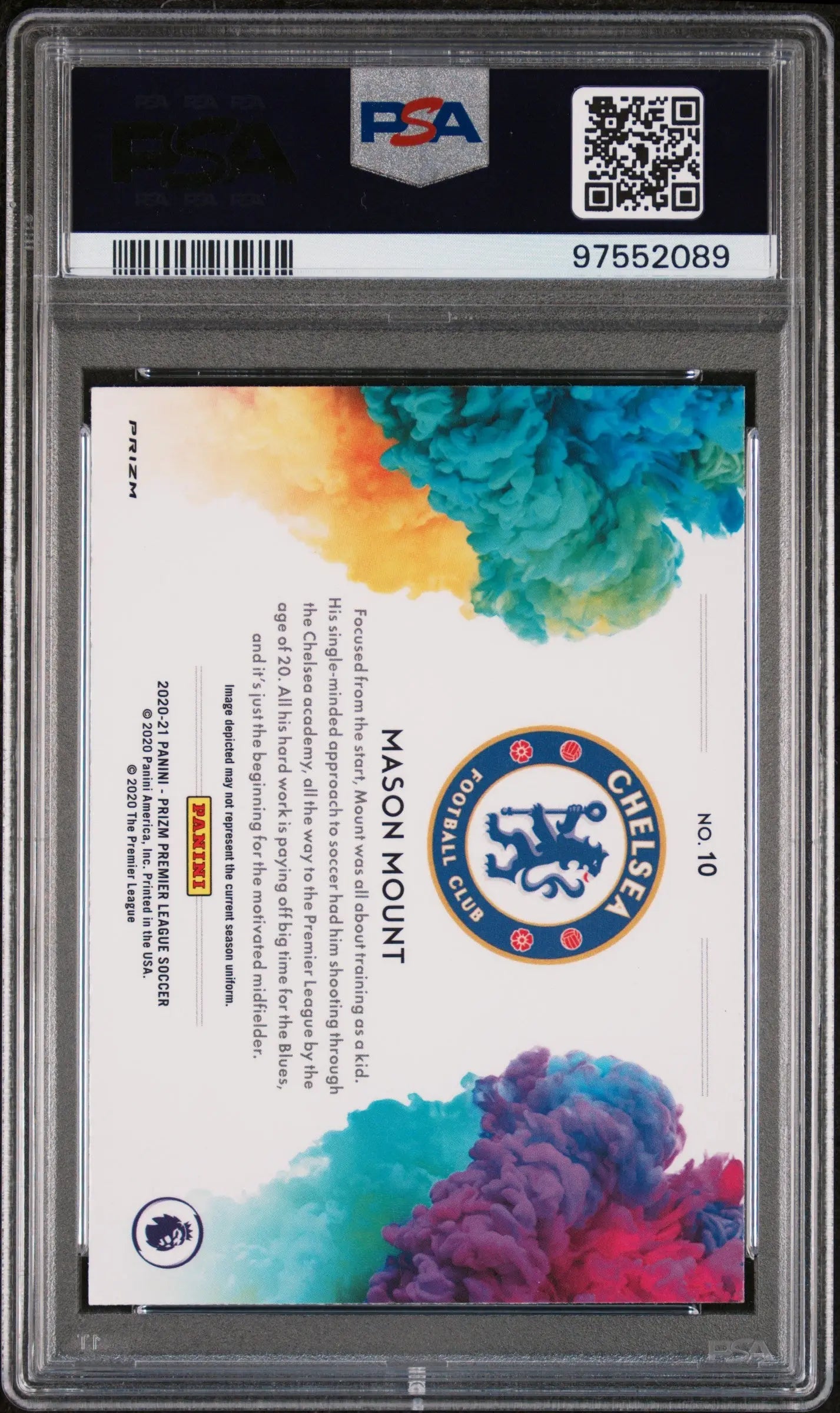 2020 Panini Prizm Premier League Color Blast Mason Mount #10 PSA 10 Gem Mint Soccer Trading Card - Perfect for Collectors, Investors & Football Fans Display