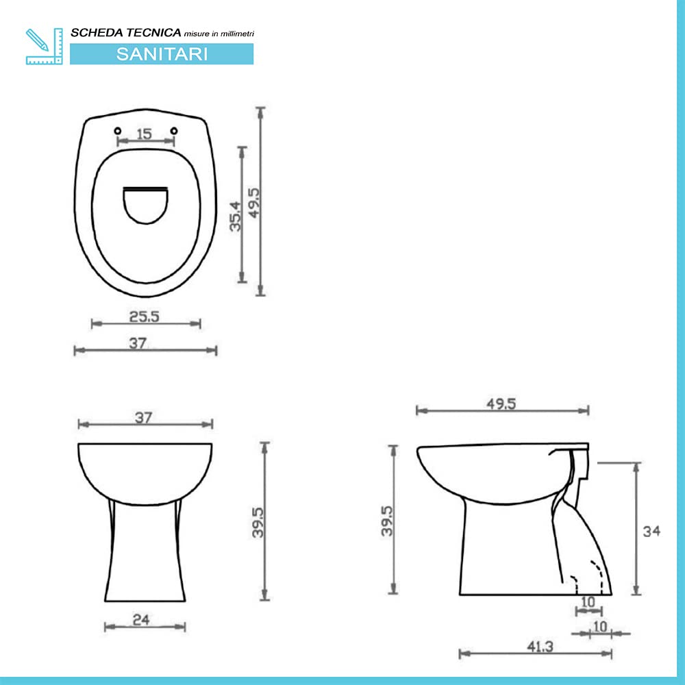Clara Series Complete Bathroom Set - Toilet, Bidet, Sink with Column & Toilet Cover | Modern Bathroom Fixtures for Home Renovation | Perfect for Small Bathrooms & Apartments
