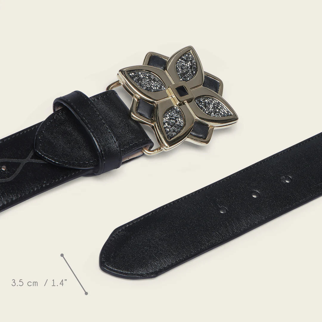 CDA35RS Western Cowgirl Leather Belt for Women - Genuine Cowhide, Black, Adjustable Buckle | Perfect for Rodeo, Country Fashion & Everyday Wear