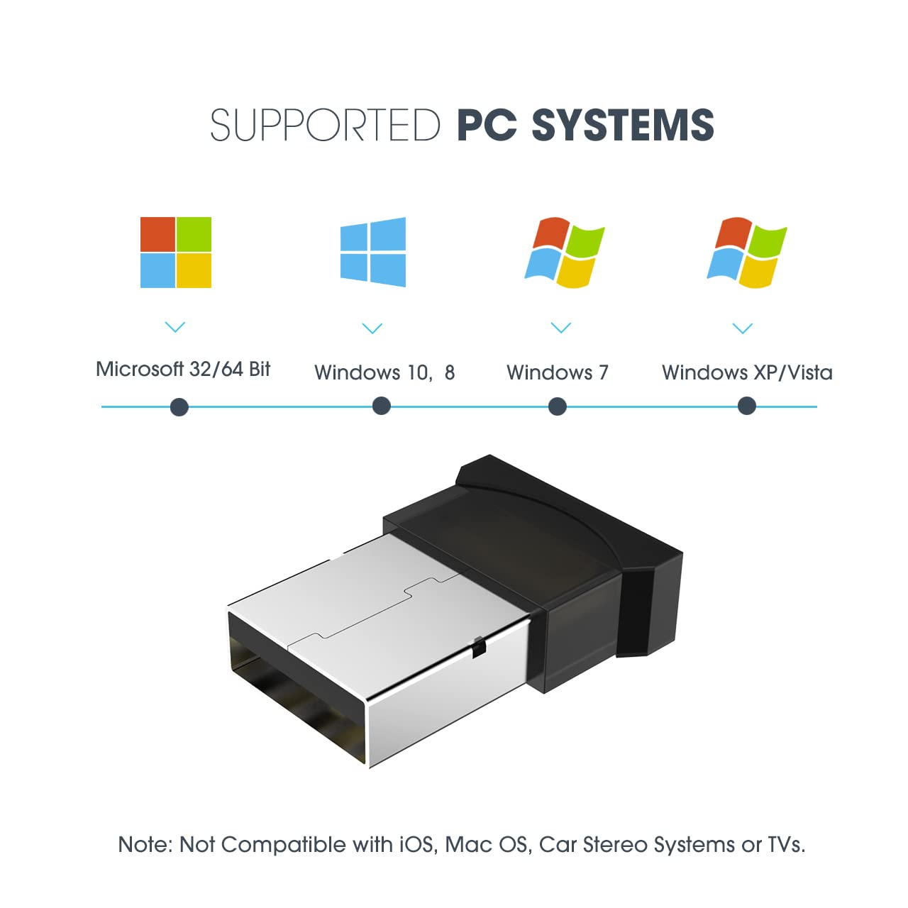 Mini Bluetooth Adapter for USB - Connect Audio, Keyboard, Mouse | Home & Office Use