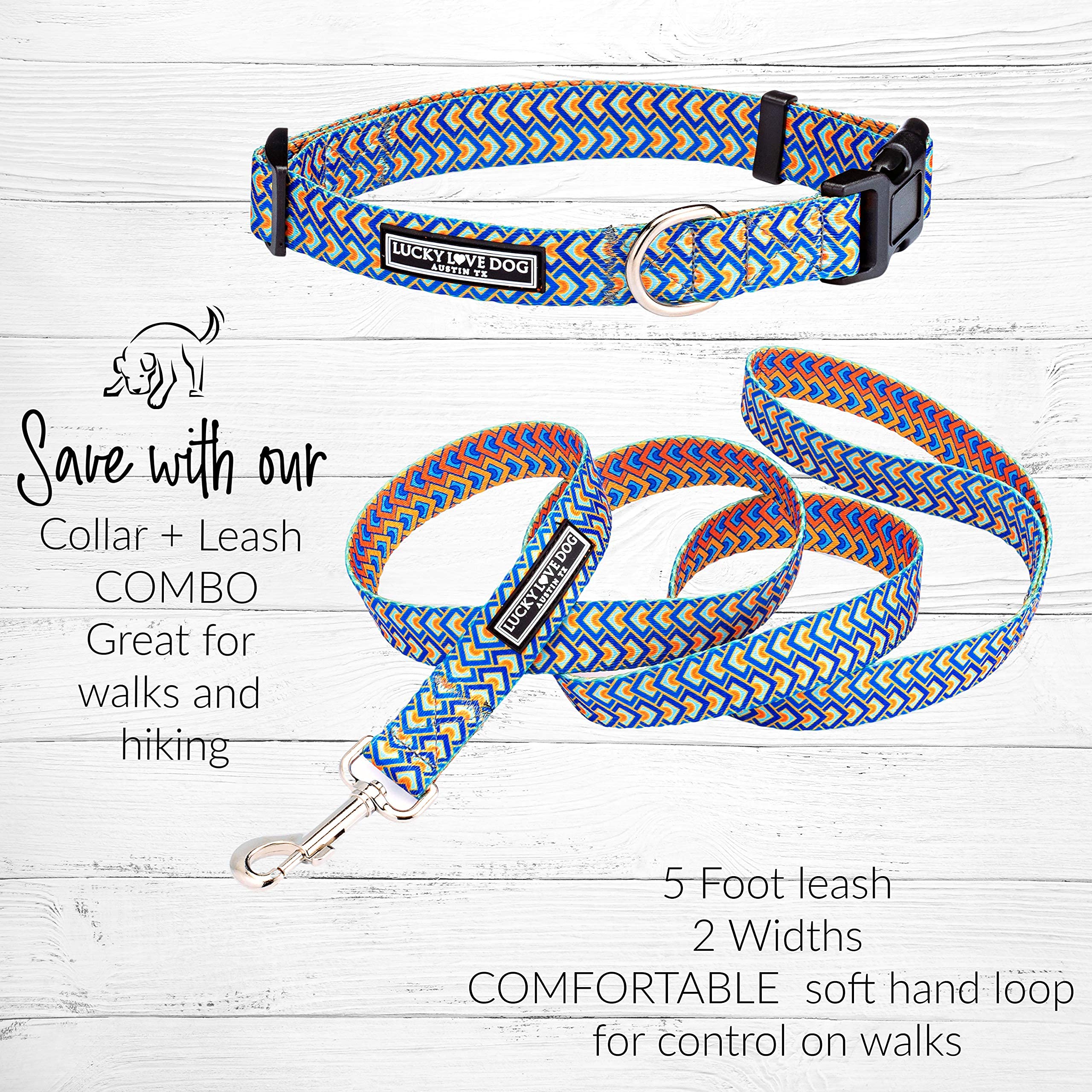 **Geometric Pattern Dog Leash for Small Dogs - Soft & Comfortable Pet Leash in Tangerine, Sky & Yellow - Perfect for Walks, Training & Outdoor Adventures (Murphy Leash)**
