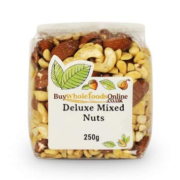 Premium Whole Foods Mixed Nuts Deluxe - 250g No Peanuts | Healthy Snack for Office, Travel & Gifts | Non-GMO, Gluten-Free Nut Mix