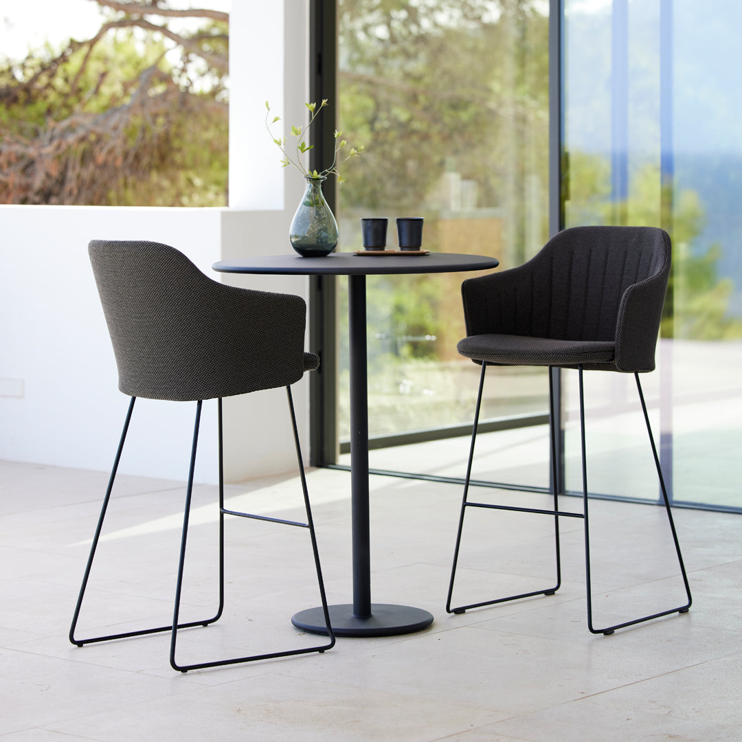 Premium Outdoor Bar Chair with Sled Base - Includes Comfortable Back & Seat Cushions - Perfect for Patio, Deck, Poolside & Garden Relaxation