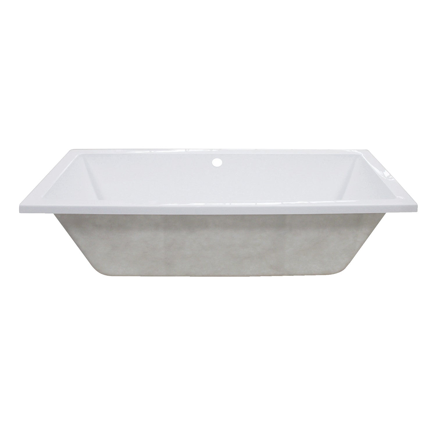 Aqua Eden 59-Inch Acrylic Rectangular Drop-In Bathtub with Center Drain - Glossy White Freestanding Soaking Tub for Modern Bathroom Renovation & Spa Relaxation