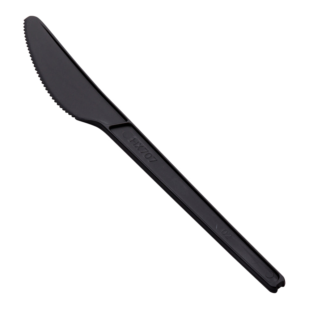 Eco-Friendly Black CPLA Plastic Knives - Heat Resistant, Compostable Cutlery (6.5