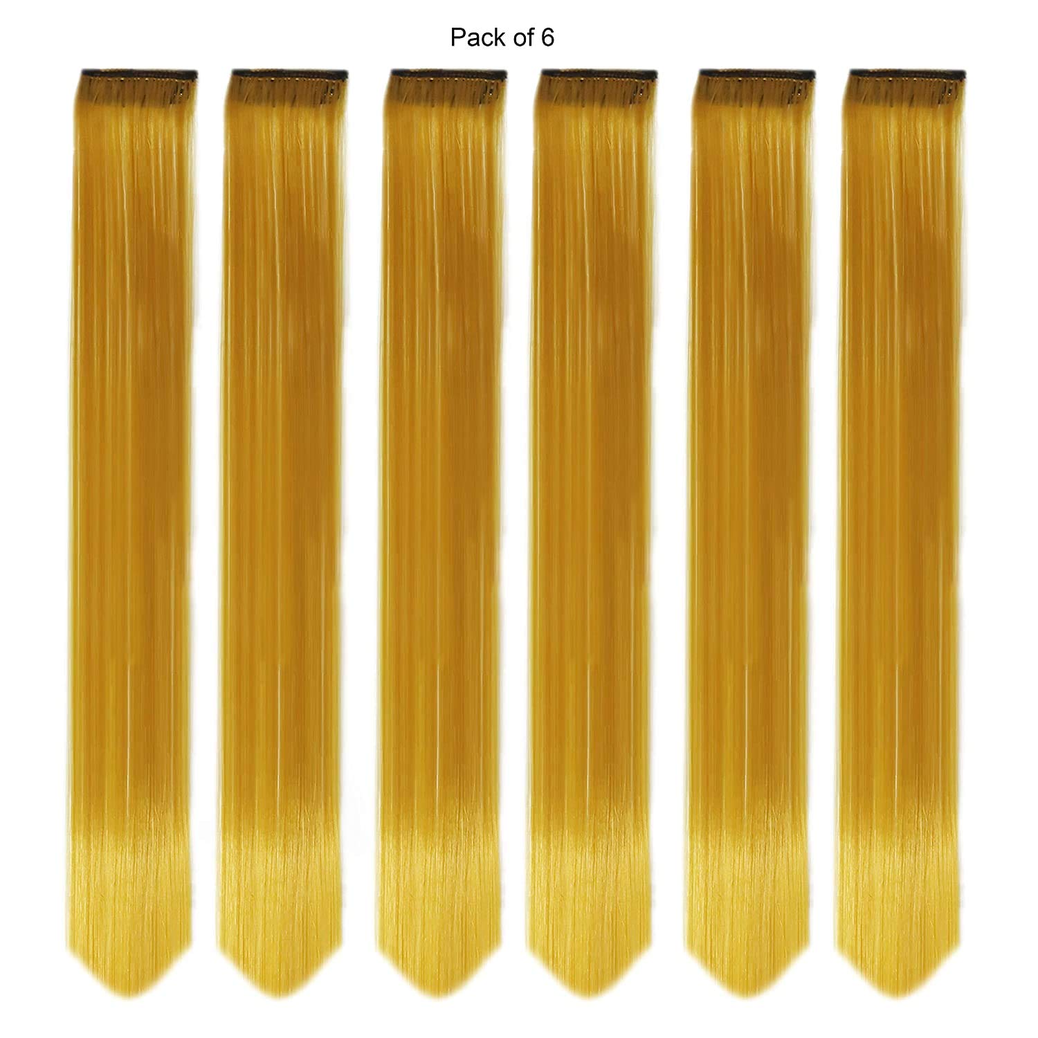 Rapidsflow® 6-Piece Colored Hair Streak Extensions for Women & Girls - 100% Real Human Hair for Highlighting, Straight Golden Blonde - Perfect for Parties, Cosplay & Daily Styling