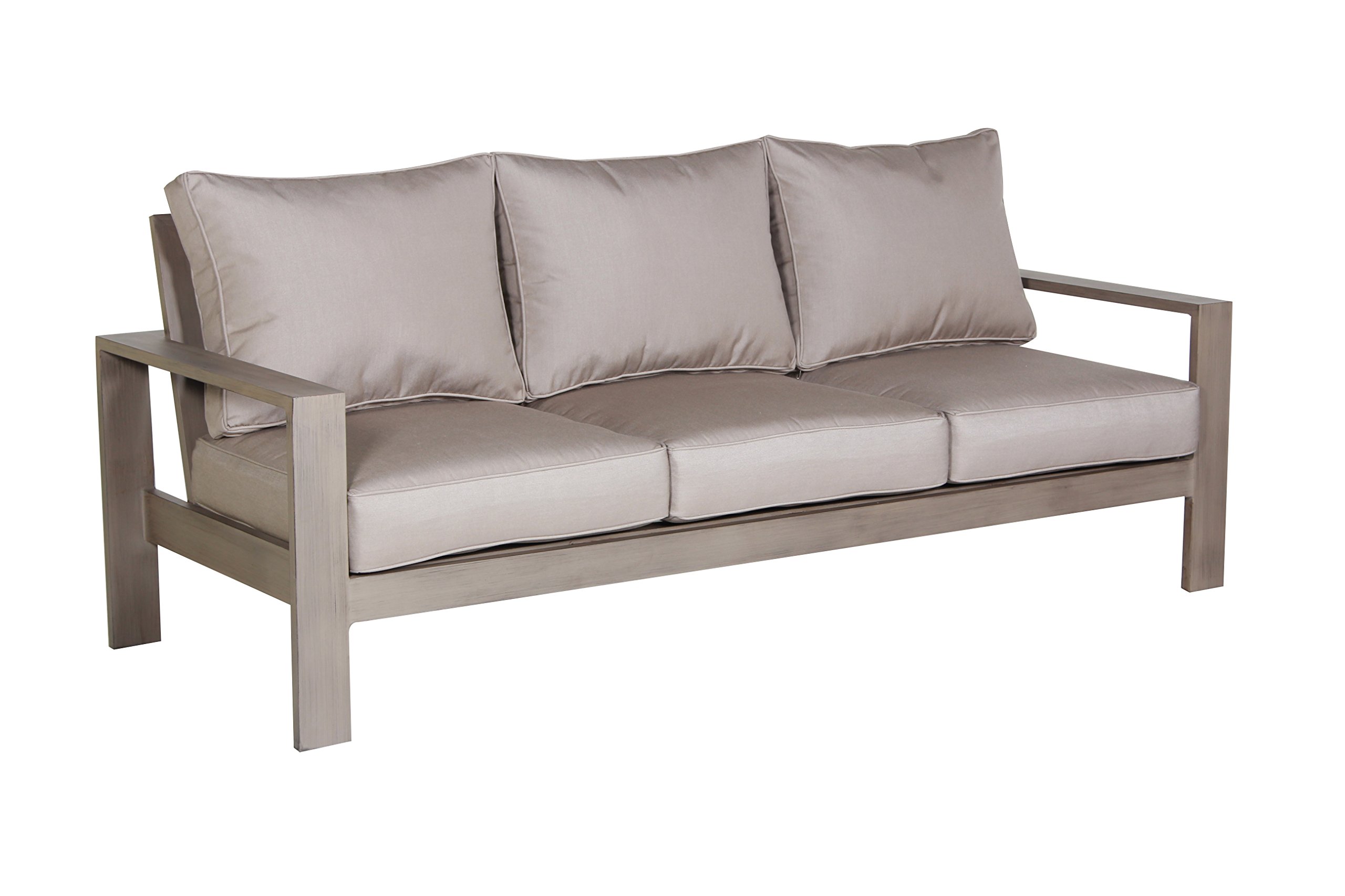 **Aruba Aluminum Frame Outdoor Sofa with Sunbrella Cushion - Handpainted Taupe - Perfect for Patio, Poolside & Garden Relaxation**