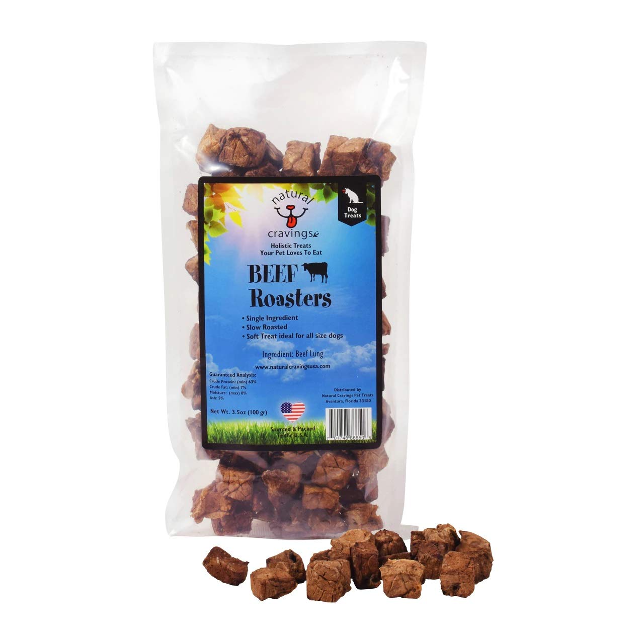 Premium Beef Roaster Bites Dog Chews - 3.5oz Natural Beef Lung Treats for Dogs - High-Protein Training Snacks & Dental Health Chews for Puppies & Adult Dogs - Perfect for Outdoor Adventures & Crate Training