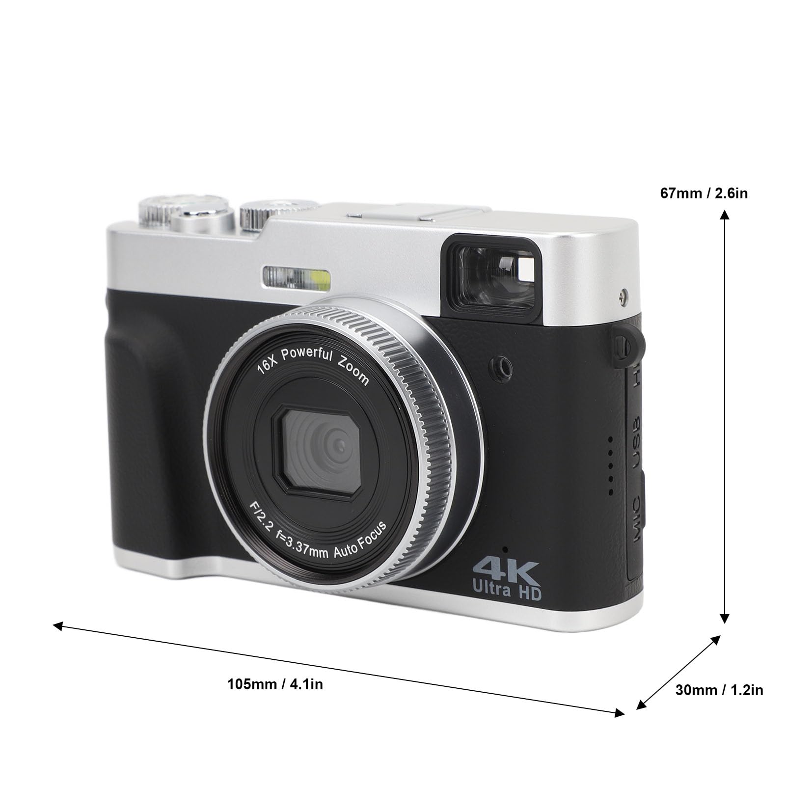 4K 48MP Digital Camera with 16X Zoom for Travel & Video Calls