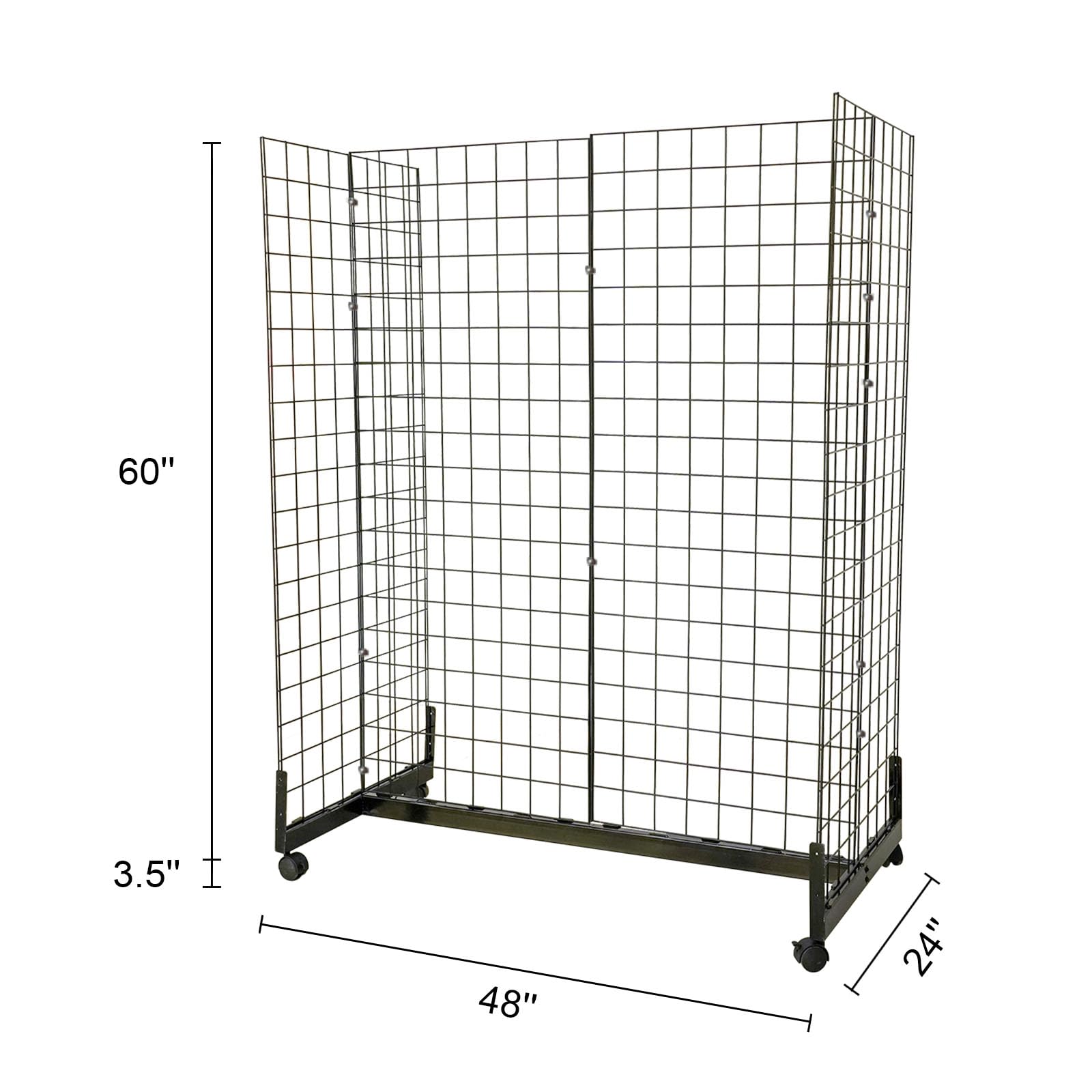 Wire Grid Wall Display Rack with Rolling Base - Adjustable Floor Standing Retail Display Panel for Supermarkets & Shops - Perfect for Art, Clothing, and Product Organization - Includes Extra Hooks for Versatile Merchandising