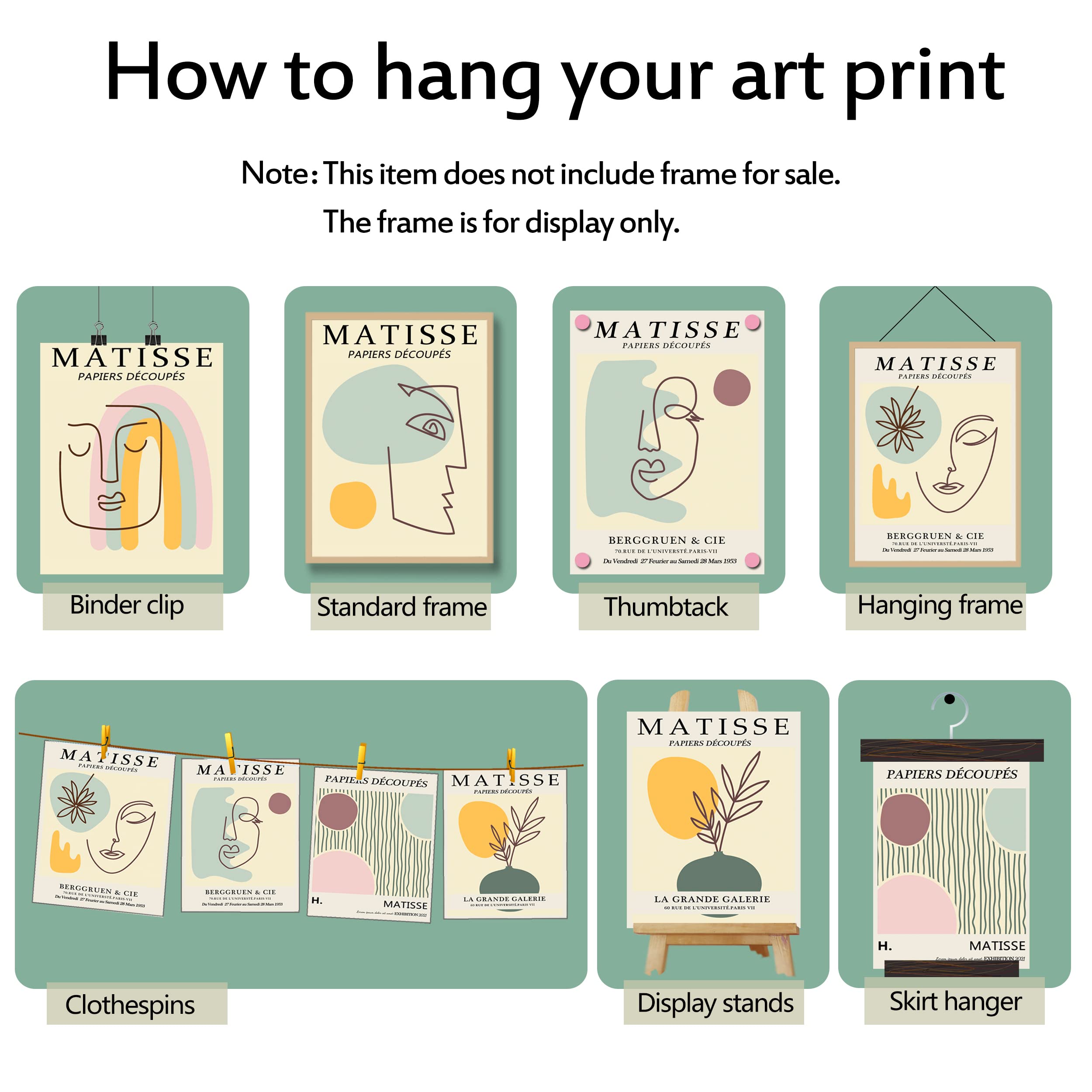 Luodroduo Matisse Wall Art Prints - Set of 6 Unframed Canvas Decor (11x14 inch) - Modern Bathroom & Living Room Wall Decor Pictures for Home & Office