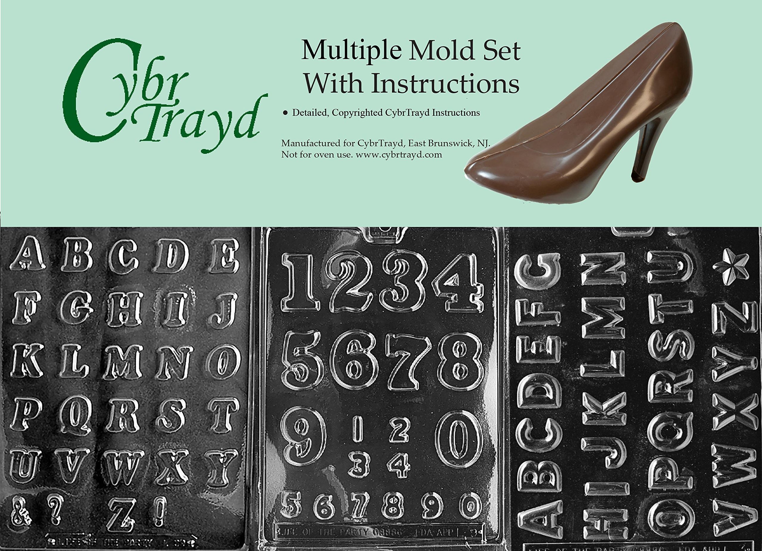 Cybrtrayd 3-Piece Numbers & Letters Chocolate Molds Set - DIY Baking, Cake Decorating, Candy Making for Birthdays, Weddings & Parties
