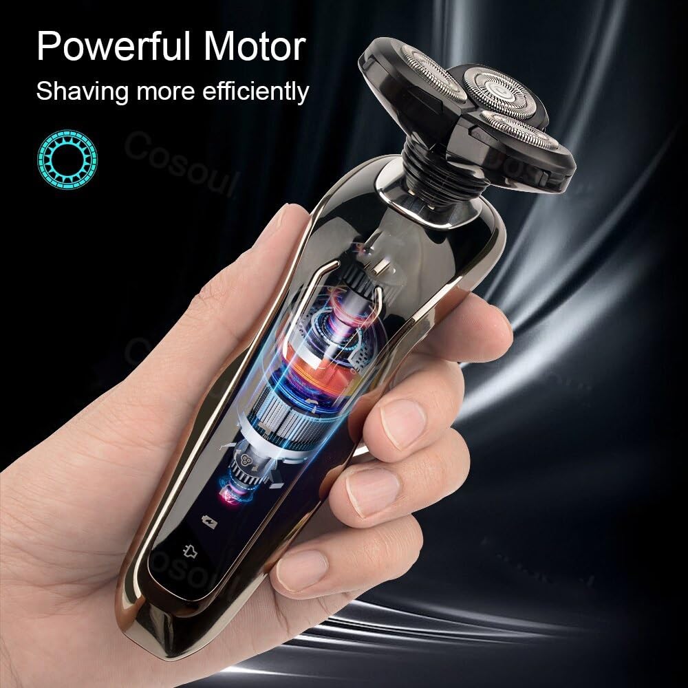 Men's Electric Head & Beard Shaver - Powerful Rechargeable Waterproof Shaving Machine with Bonus Replacement Head | Perfect for Travel, Gym & Daily Grooming
