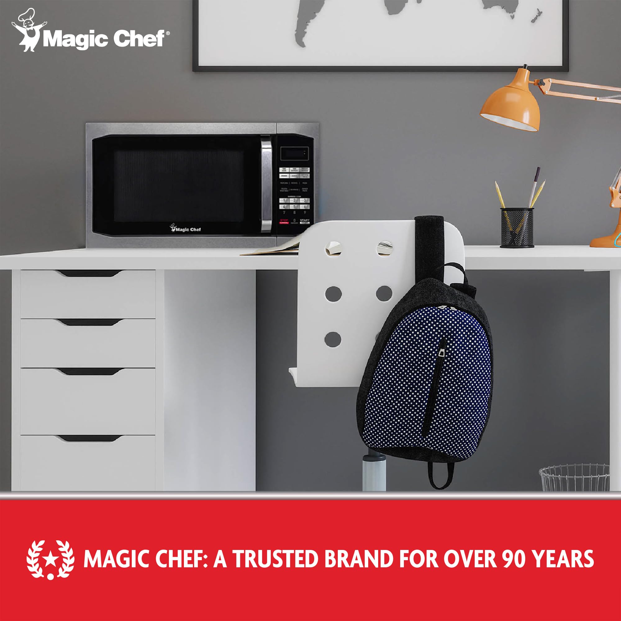 Magic Chef Countertop Microwave Oven - 1100W, 1.6 Cu Ft, Compact & Space-Saving Design, Stainless Steel - Perfect for Small Kitchens, Dorms, Offices & RVs