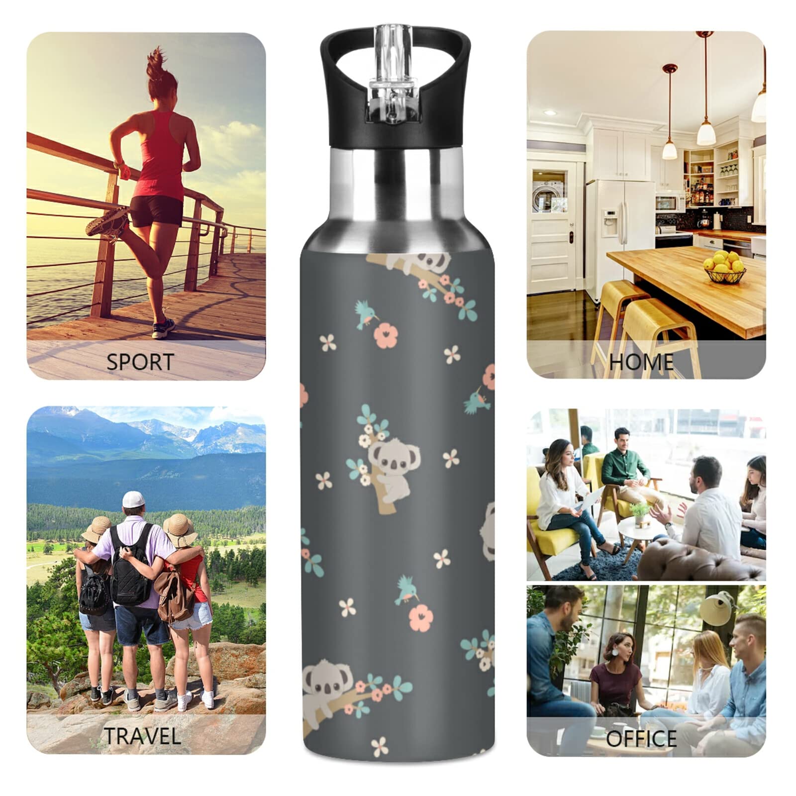 **Insulated Stainless Steel Water Bottle with Straw Lid - 20 oz Vacuum Thermo Flask for Sports, Cycling, Hiking, School & Home - Leakproof & BPA-Free**    *(Perfect for Gym, Outdoor Adventures, Office, or Daily Hydration Needs!)*