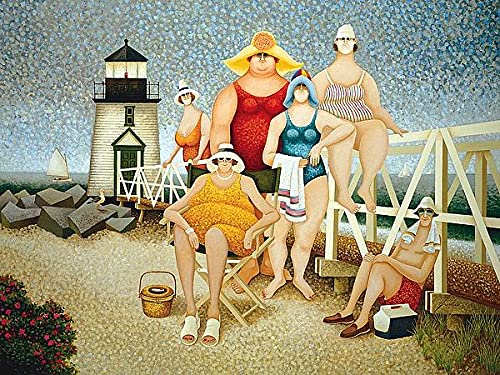 Lowell Herrero Beach Vacation Art Print - 26x20 Inches Framed Wall Decor for Living Room, Bedroom & Office | Coastal Theme Home Decor