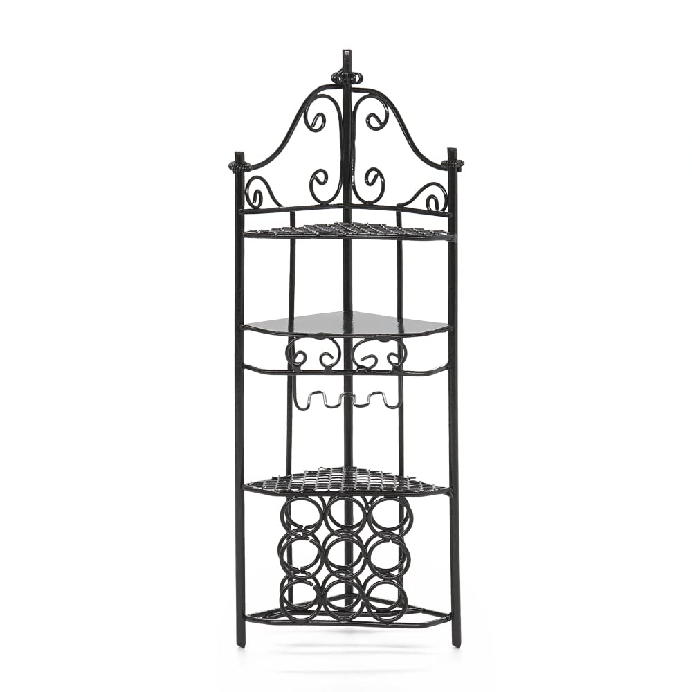 Odoria 1/12 Scale Miniature Wooden Wine Rack for Dollhouse - Black Display Shelf - Perfect for Dollhouse Decor, Mini Bar Setup & Collectible Display