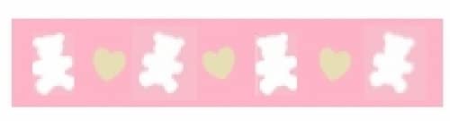 15mm Teddy Bear Ribbon White & Tan/Baby Pink - 3.5m Roll for Baby Shower Decorations, Gift Wrapping & DIY Crafts