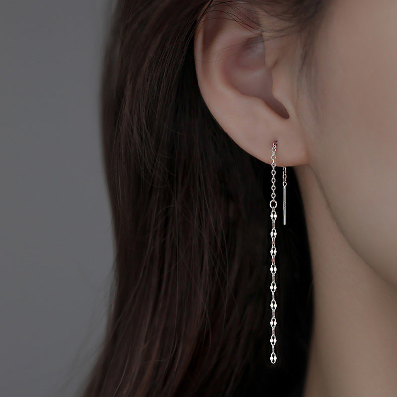 Minimalist Lip Chain Tassel Spiral Earrings for Women - Trendy Boho Chic Dangle Ear Jewelry | Perfect for Parties, Weddings & Everyday Wear | R0624