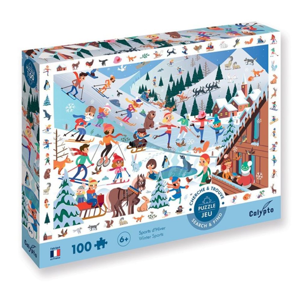Calypto 100-Piece Winter Sports Search & Find Jigsaw Puzzle – Fun Family Activity for Kids & Adults | Perfect for Holidays & Indoor Games