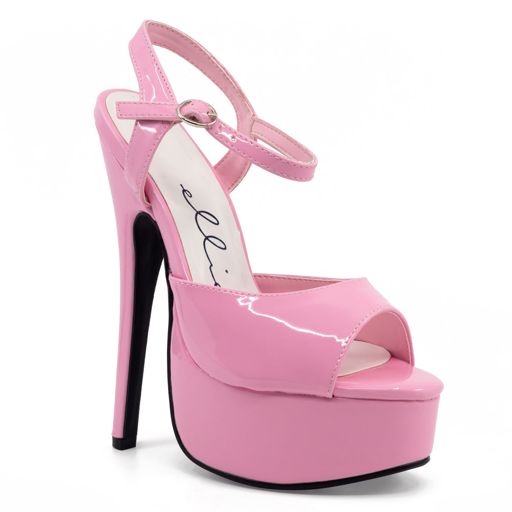 Ellie Shoes Juliet 6.5 Inch Stiletto Heels Patent Leather Platform Sandals for Women - Pink | Perfect for Parties, Weddings & Date Nights