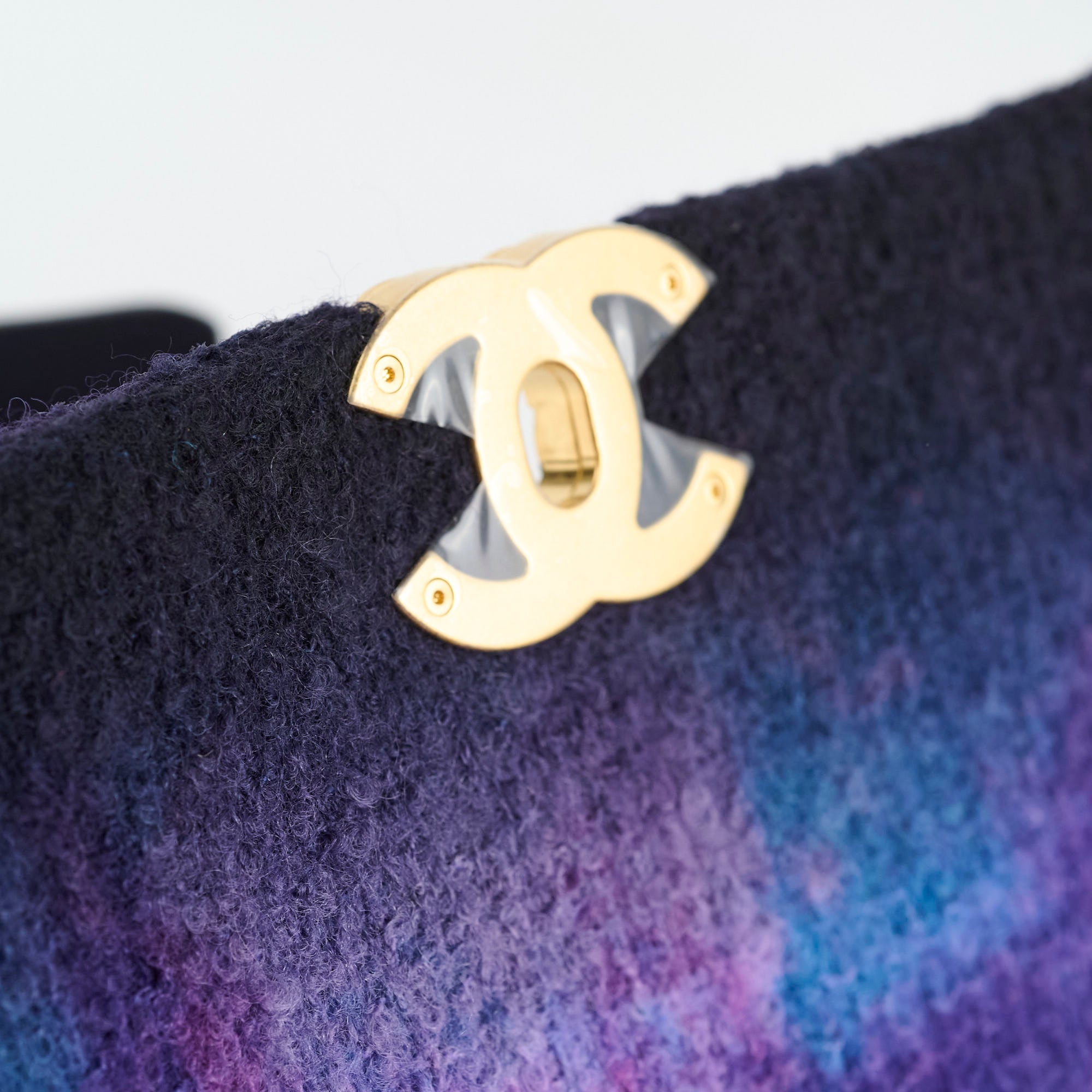 Chanel 19 Large Tweed Ombre Black/Purple Shoulder Bag - Luxury Designer Handbag for Women | Perfect for Evening Events, Parties & Special Occasions