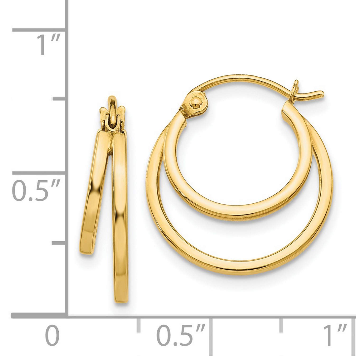 14k Yellow Gold Double Hoop Earrings 17x17mm - Elegant Dainty Hoops for Women, Perfect for Everyday Wear, Parties & Gifts